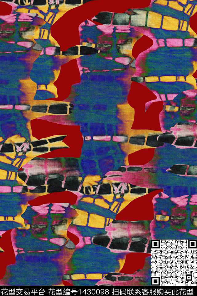复古香云纱抽象数码印花华亿平台下载（图片编号: 1430098） - 瓦栏（Walan）