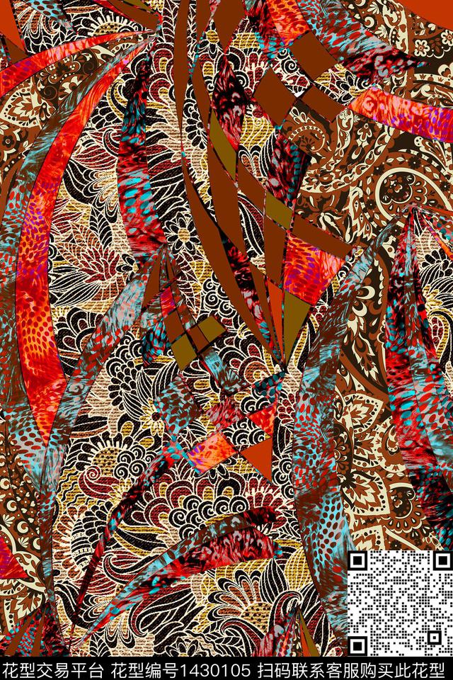 女装佩斯利民族风数码印花华亿平台下载（图片编号: 1430105） - 瓦栏（Walan）