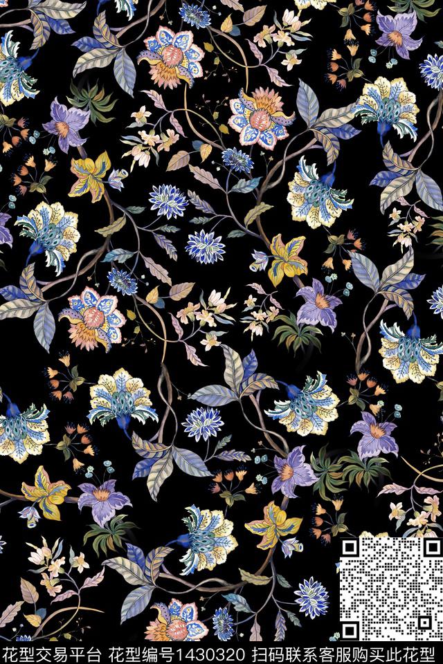 民族风大牌风真丝数码印花华亿平台下载（图片编号: 1430320） - 瓦栏（Walan）