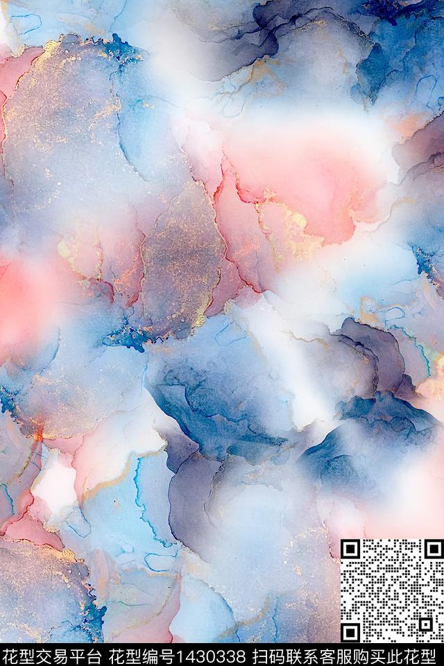 肌理抽象花卉扎染华亿平台数码印花华亿平台下载（图片编号: 1430338） - 瓦栏（Walan）