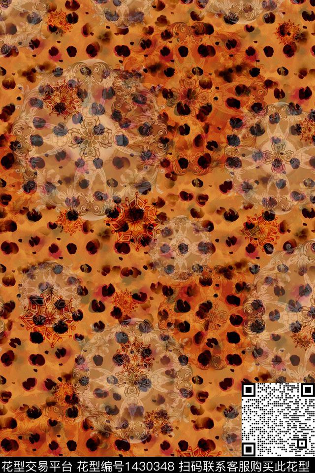 传统纹样豹纹民族风数码印花华亿平台下载（图片编号: 1430348） - 瓦栏（Walan）