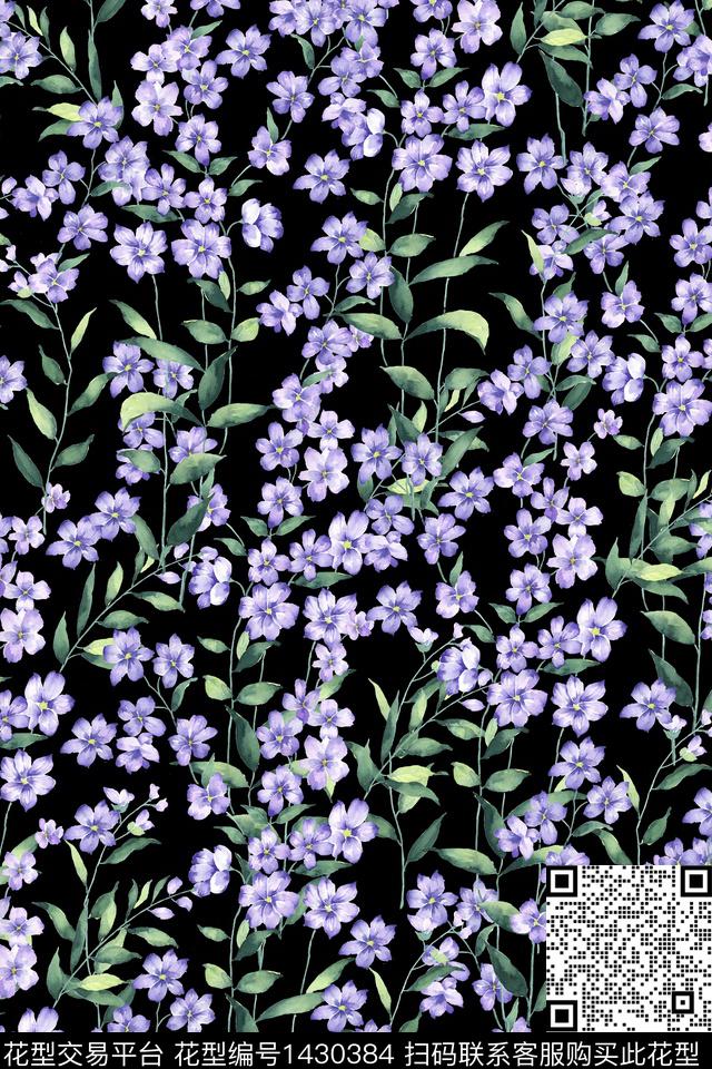 花卉真丝小碎花数码印花华亿平台下载（图片编号: 1430384） - 瓦栏（Walan）