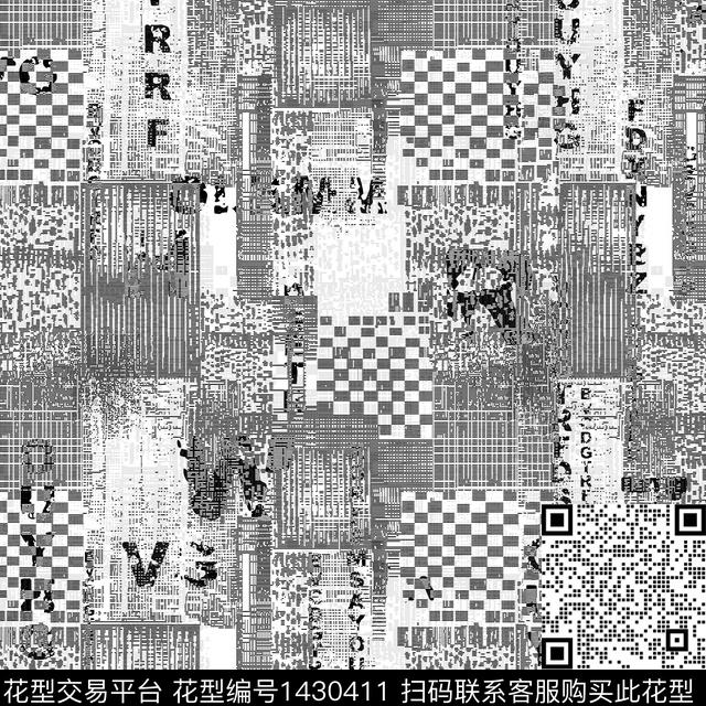 字母时尚抽象数码印花华亿平台下载（图片编号: 1430411） - 瓦栏（Walan）