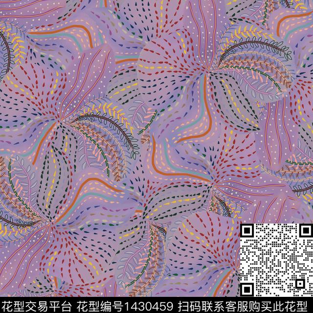 花卉抽象数码印花华亿平台下载（图片编号: 1430459） - 瓦栏（Walan）
