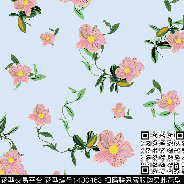 花卉年轻女性大牌风数码印花华亿平台下载（图片编号: 1430463） - 瓦栏（Walan）