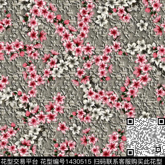 花卉大牌风植物数码印花华亿平台下载（图片编号: 1430515） - 瓦栏（Walan）