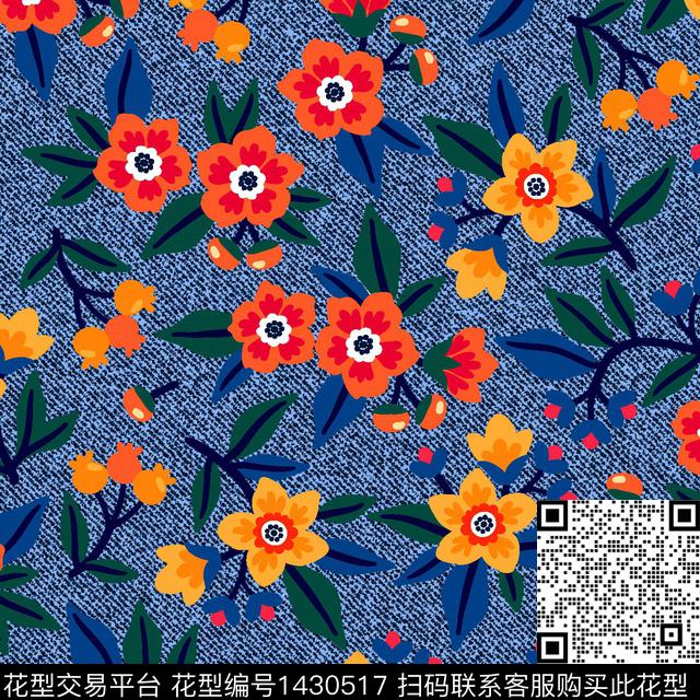 花卉大牌风植物数码印花华亿平台下载（图片编号: 1430517） - 瓦栏（Walan）