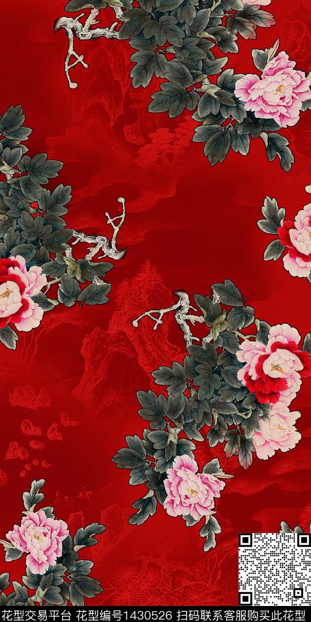 花卉香云纱抽象数码印花华亿平台下载（图片编号: 1430526） - 瓦栏（Walan）