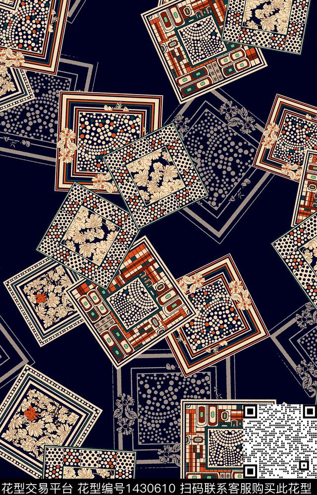 数码华亿平台几何民族风数码印花华亿平台下载（图片编号: 1430610） - 瓦栏（Walan）