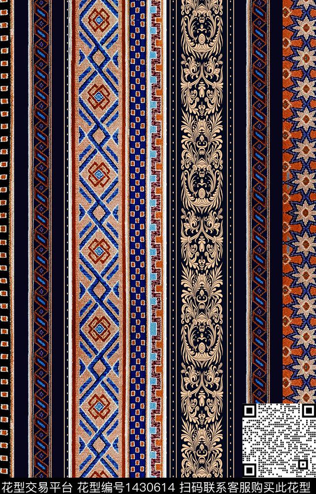 数码华亿平台几何民族风数码印花华亿平台下载（图片编号: 1430614） - 瓦栏（Walan）