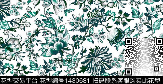 民族花卉花卉淑女数码印花华亿平台下载（图片编号: 1430681） - 瓦栏（Walan）