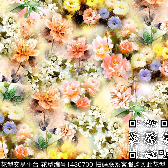 数码华亿平台民族花卉花卉数码印花华亿平台下载（图片编号: 1430700） - 瓦栏（Walan）