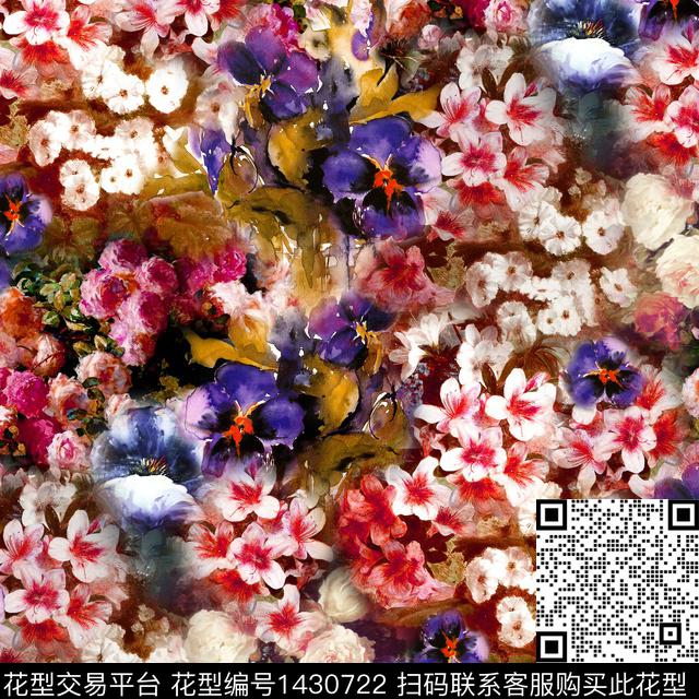 数码华亿平台民族花卉花卉数码印花华亿平台下载（图片编号: 1430722） - 瓦栏（Walan）