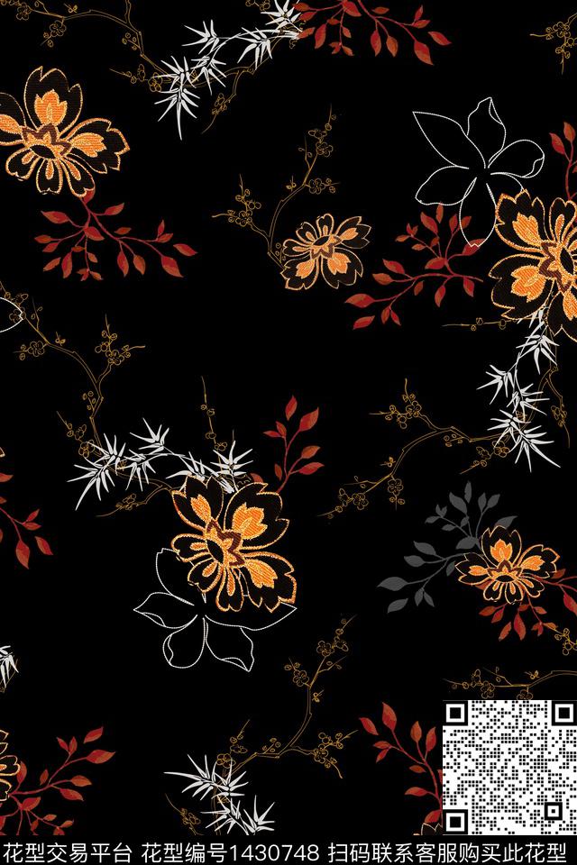 女装花卉中老年数码印花华亿平台下载（图片编号: 1430748） - 瓦栏（Walan）