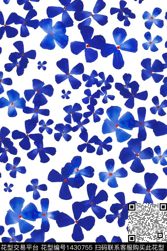 清爽底花卉花卉大牌风数码印花华亿平台下载（图片编号: 1430755） - 瓦栏（Walan）