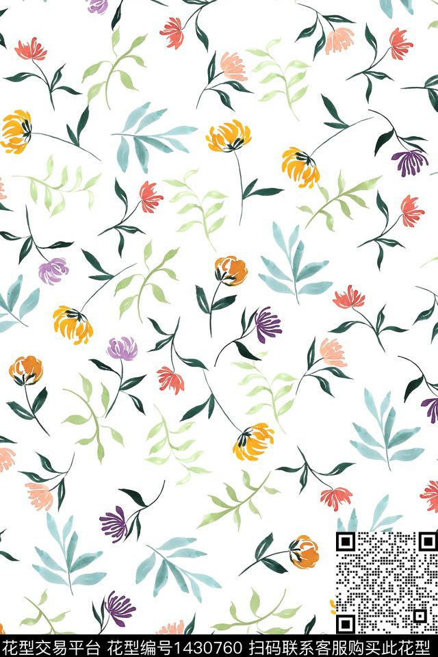 民族风清爽底花卉花卉数码印花华亿平台下载（图片编号: 1430760） - 瓦栏（Walan）