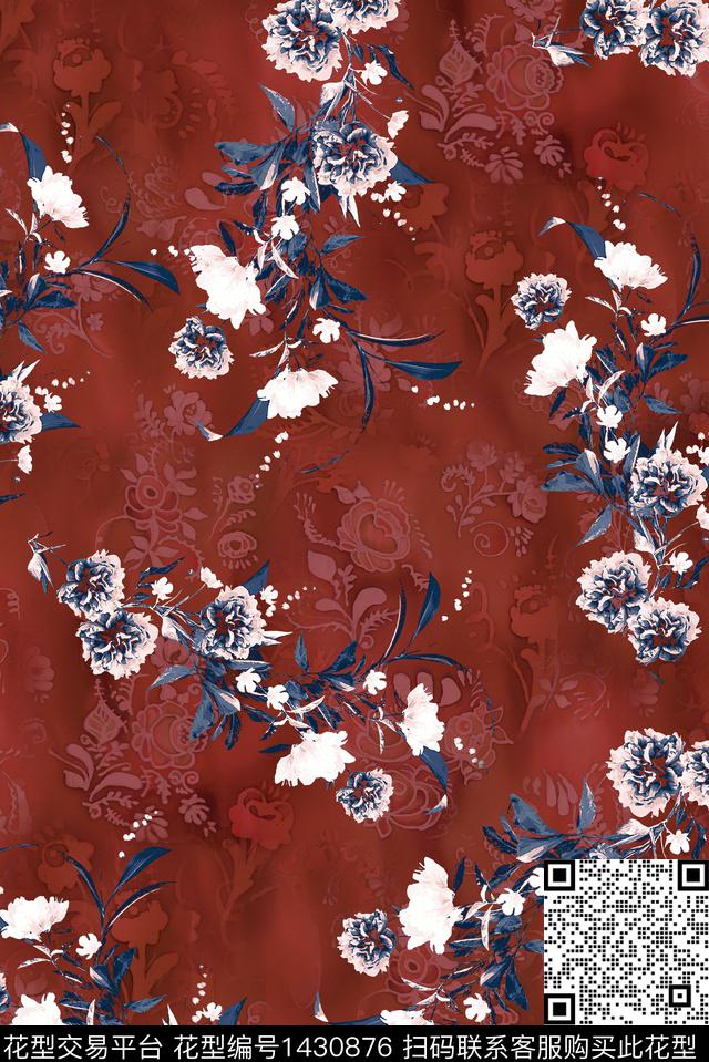 民族花卉复古春夏华亿平台数码印花华亿平台下载（图片编号: 1430876） - 瓦栏（Walan）