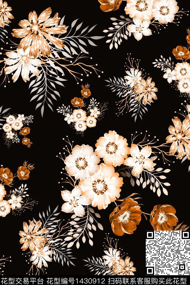 数码华亿平台花卉手绘数码印花华亿平台下载（图片编号: 1430912） - 瓦栏（Walan）