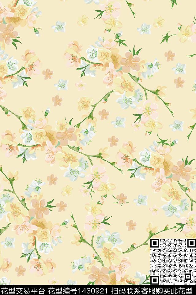 花卉年轻女性大牌风数码印花华亿平台下载（图片编号: 1430921） - 瓦栏（Walan）