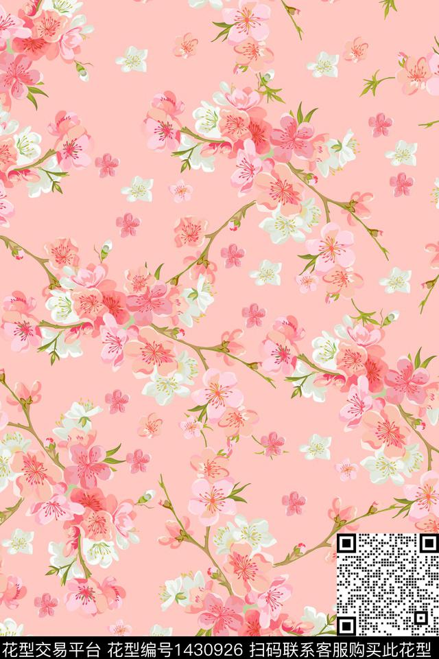 花卉年轻女性大牌风数码印花华亿平台下载（图片编号: 1430926） - 瓦栏（Walan）