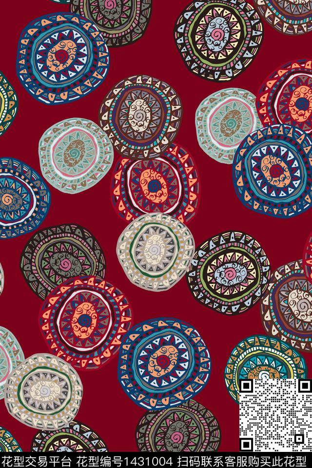几何民族风手绘传统印花华亿平台下载（图片编号: 1431004） - 瓦栏（Walan）