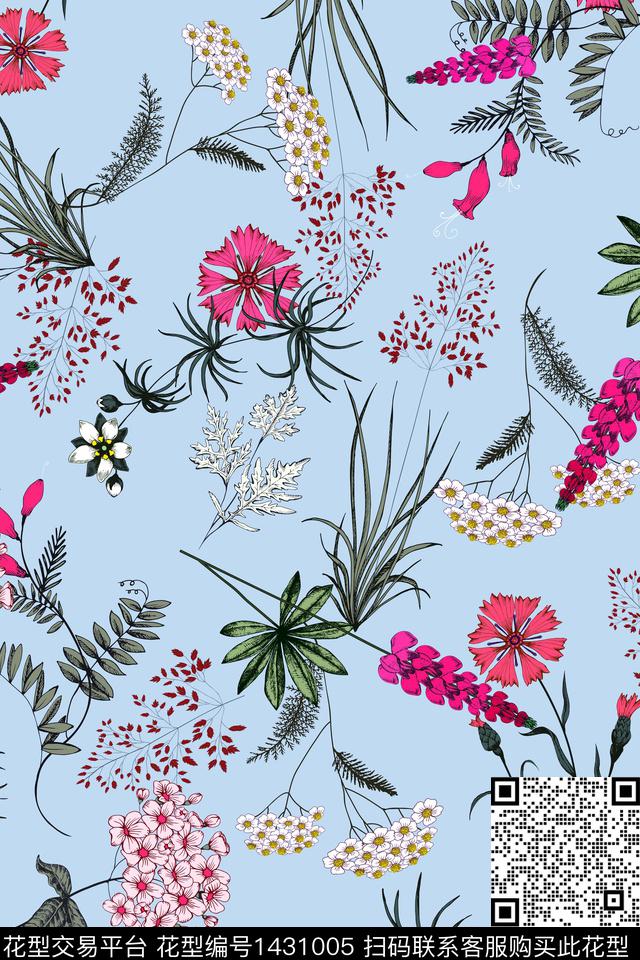 花卉小碎花年轻女性数码印花华亿平台下载（图片编号: 1431005） - 瓦栏（Walan）