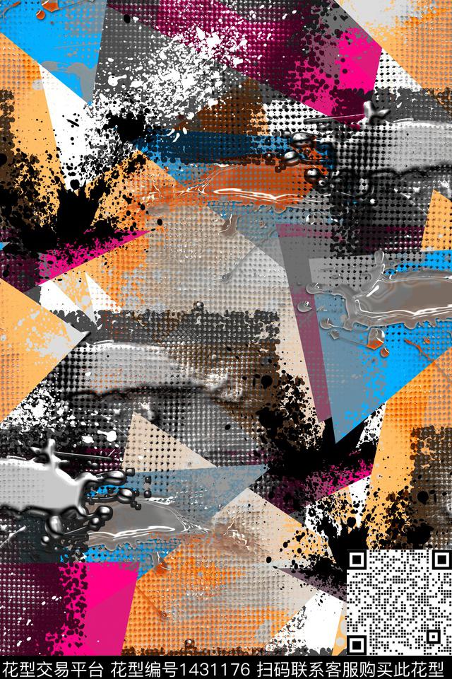 抽象男装户外家居服数码印花华亿平台下载（图片编号: 1431176） - 瓦栏（Walan）