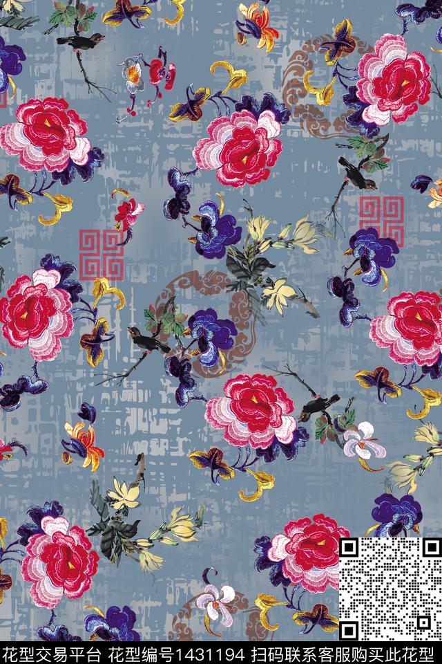 底纹女装花卉数码印花华亿平台下载（图片编号: 1431194） - 瓦栏（Walan）