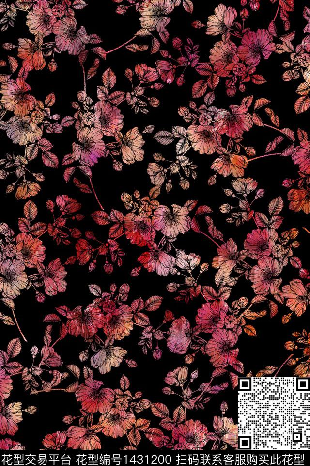 女装花卉中老年数码印花华亿平台下载（图片编号: 1431200） - 瓦栏（Walan）