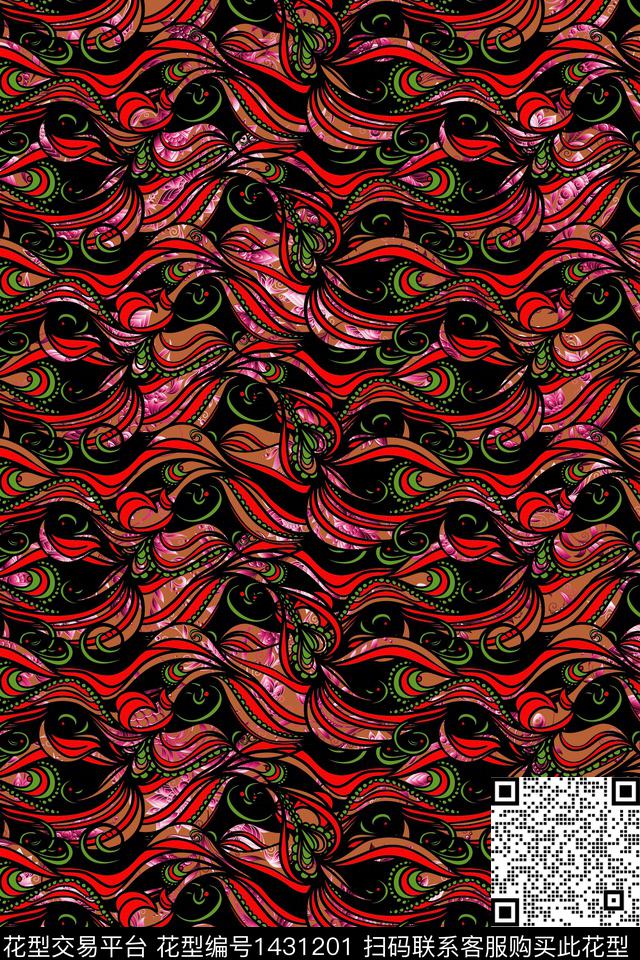 女装抽象创意数码印花华亿平台下载（图片编号: 1431201） - 瓦栏（Walan）