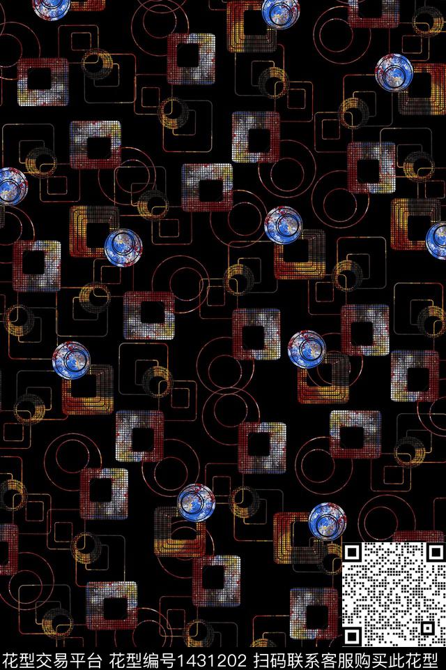几何格子创意数码印花华亿平台下载（图片编号: 1431202） - 瓦栏（Walan）