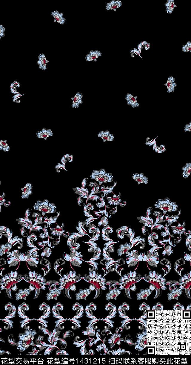 女装花卉花边数码印花华亿平台下载（图片编号: 1431215） - 瓦栏（Walan）