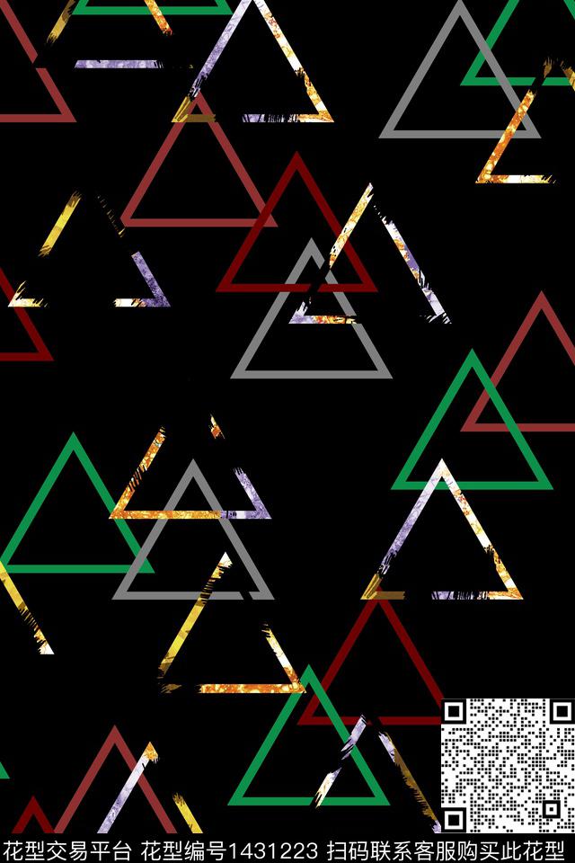 男装创意三角形数码印花华亿平台下载（图片编号: 1431223） - 瓦栏（Walan）