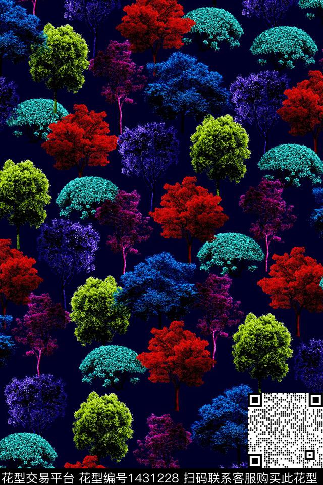 女装植物树数码印花华亿平台下载（图片编号: 1431228） - 瓦栏（Walan）