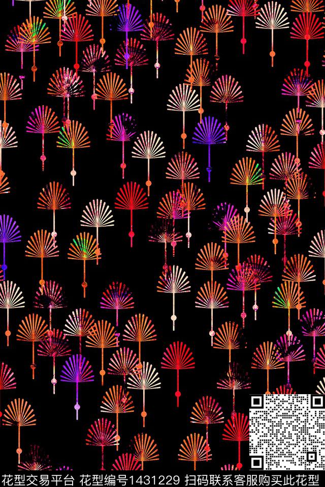 扇子趣味创意传统印花华亿平台下载（图片编号: 1431229） - 瓦栏（Walan）