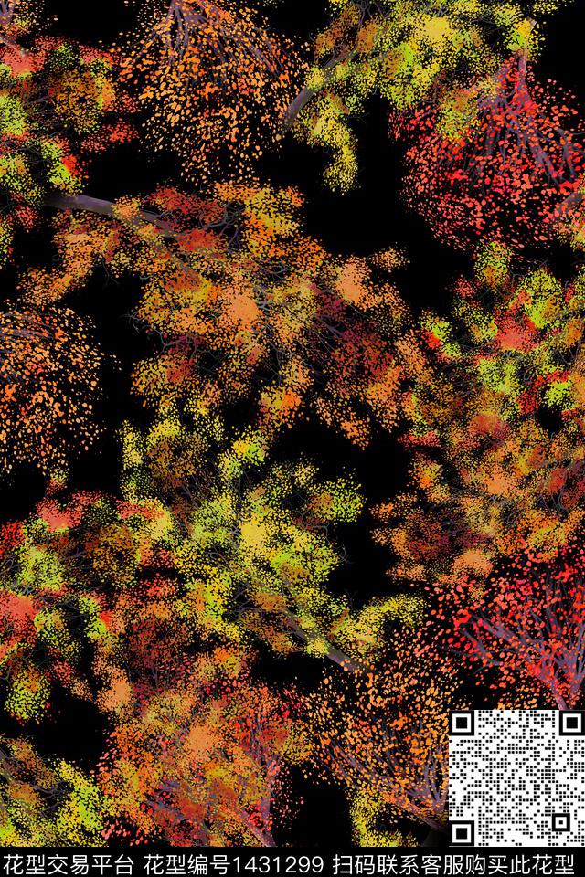 女装抽象树数码印花华亿平台下载（图片编号: 1431299） - 瓦栏（Walan）