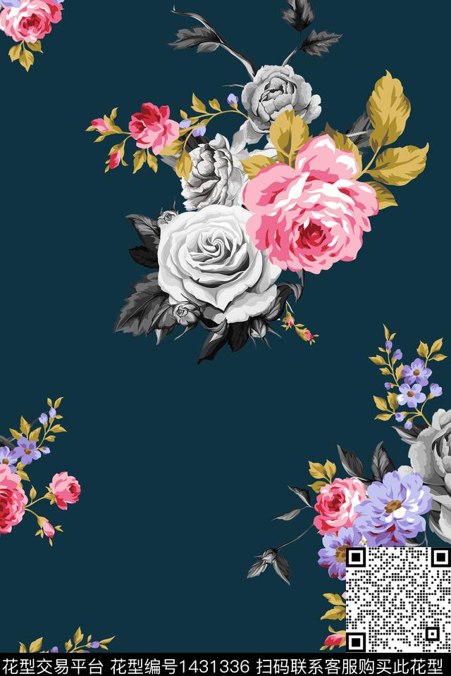 纸印花花卉大花数码印花华亿平台下载（图片编号: 1431336） - 瓦栏（Walan）