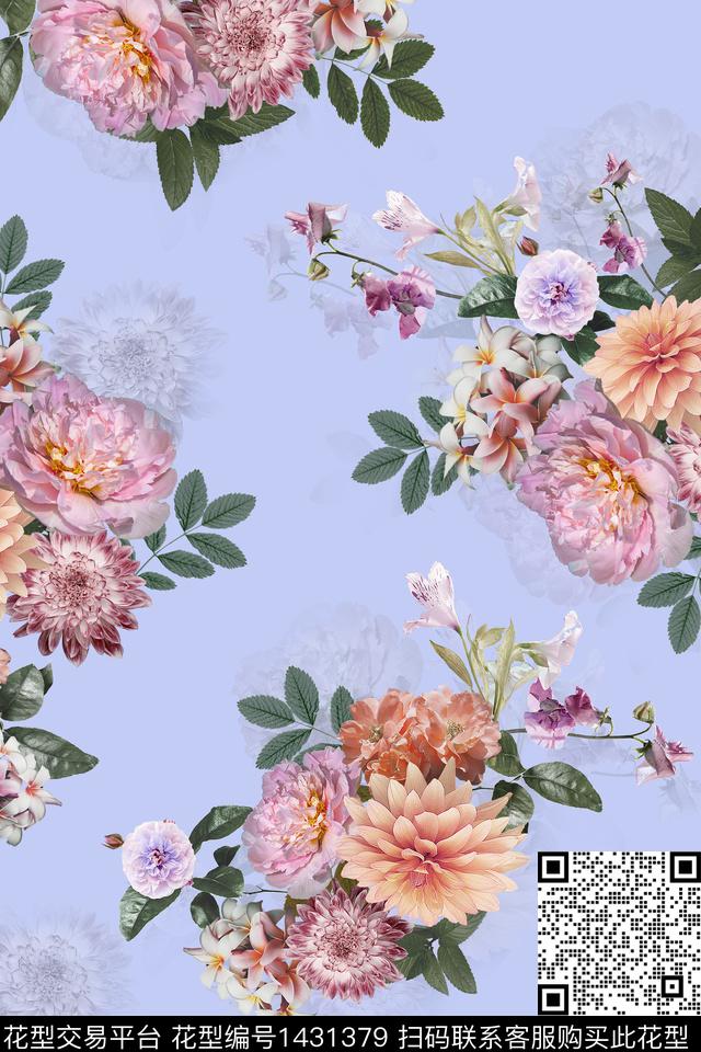 纸印花花卉大花数码印花华亿平台下载（图片编号: 1431379） - 瓦栏（Walan）