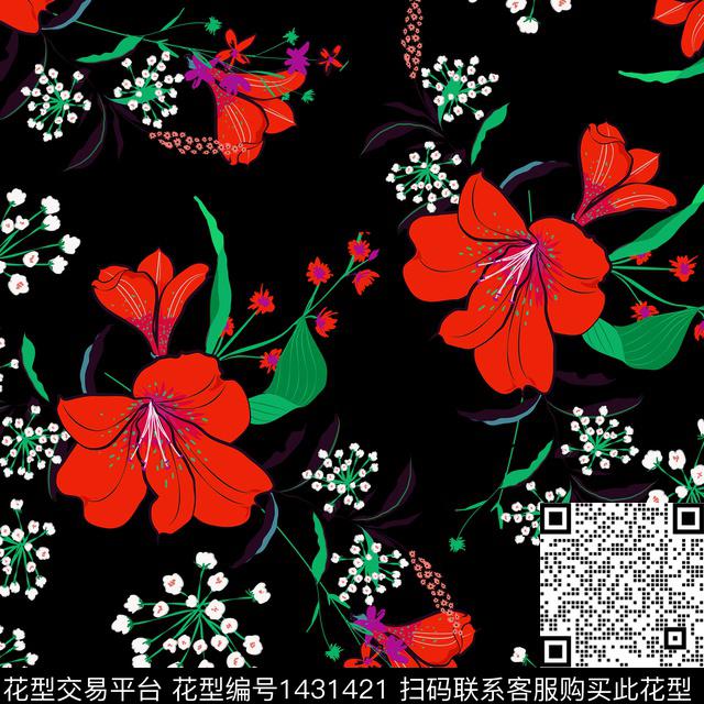 数码华亿平台花卉大牌风数码印花华亿平台下载（图片编号: 1431421） - 瓦栏（Walan）