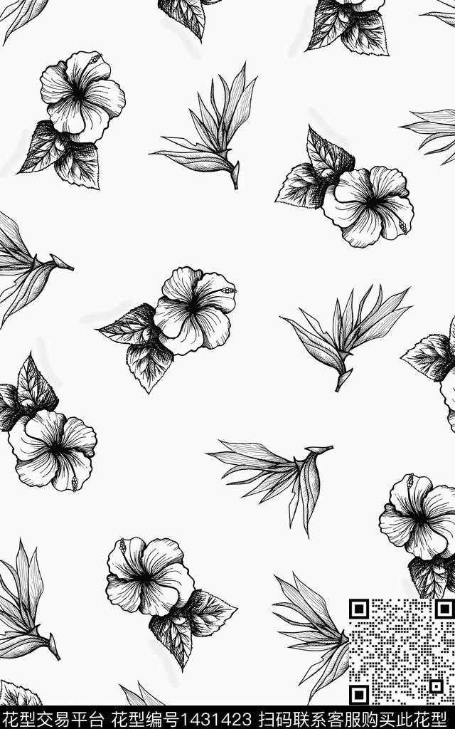 连衣裙时尚花卉传统印花华亿平台下载（图片编号: 1431423） - 瓦栏（Walan）