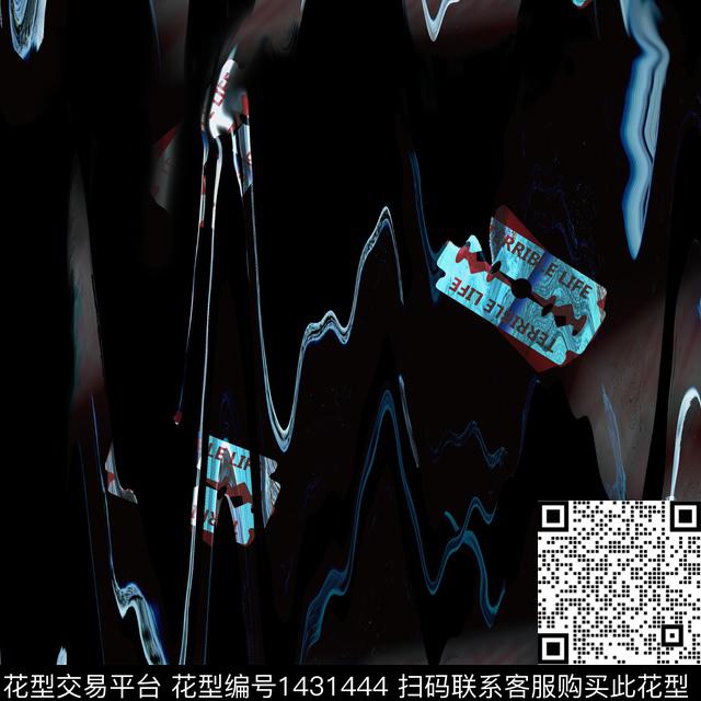 男装大牌风抽象数码印花华亿平台下载（图片编号: 1431444） - 瓦栏（Walan）