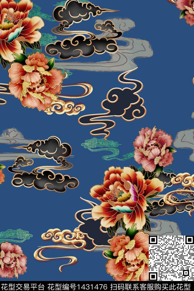 连衣裙女装花卉传统印花华亿平台下载（图片编号: 1431476） - 瓦栏（Walan）