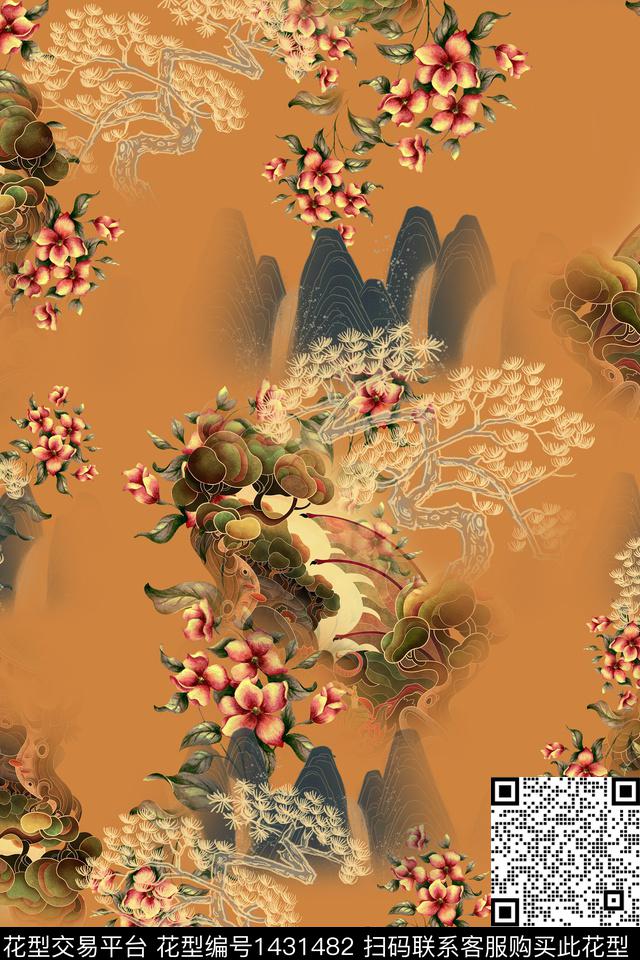 连衣裙女装花卉传统印花华亿平台下载（图片编号: 1431482） - 瓦栏（Walan）