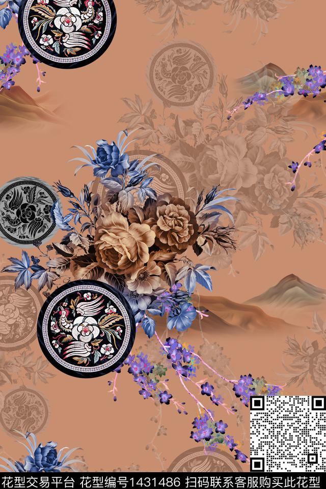 连衣裙女装花卉传统印花华亿平台下载（图片编号: 1431486） - 瓦栏（Walan）