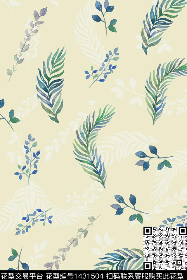 简约花卉香云纱数码印花华亿平台下载（图片编号: 1431504） - 瓦栏（Walan）