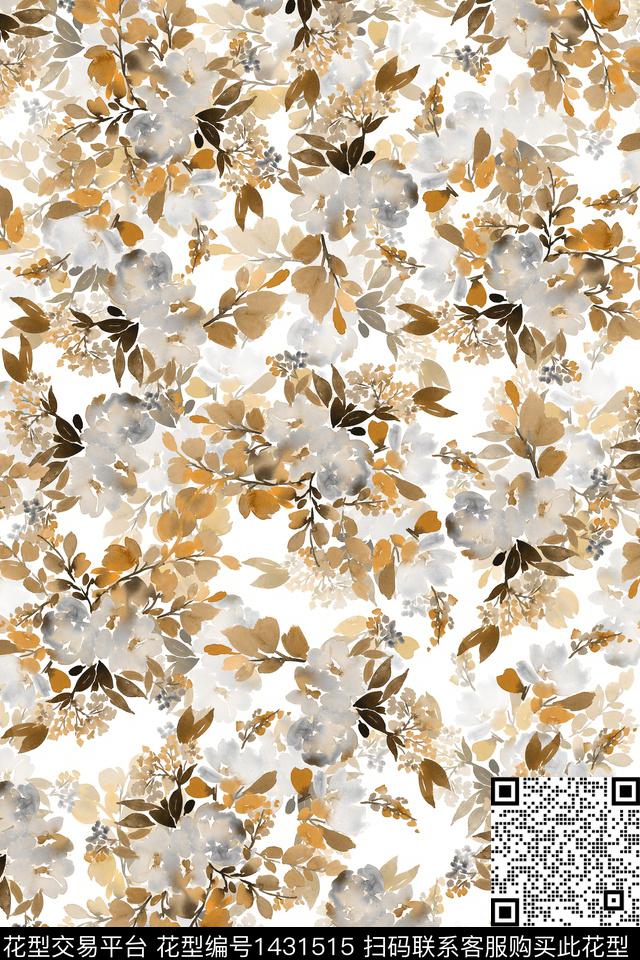 清爽底花卉花卉大牌风数码印花华亿平台下载（图片编号: 1431515） - 瓦栏（Walan）