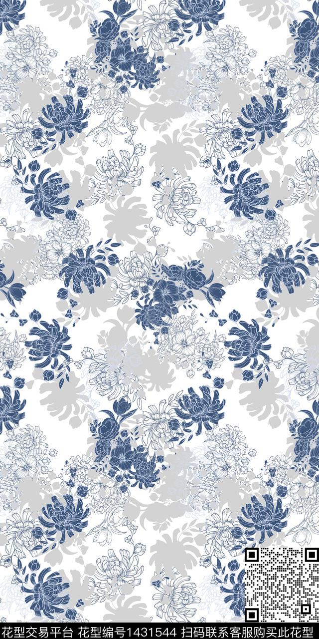 花卉大牌风小清新数码印花华亿平台下载（图片编号: 1431544） - 瓦栏（Walan）