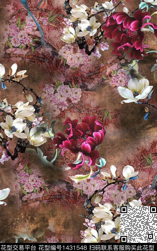 数码华亿平台肌理花卉数码印花华亿平台下载（图片编号: 1431548） - 瓦栏（Walan）