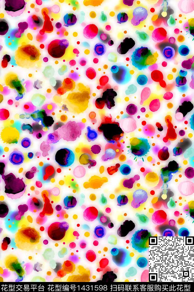 几何水彩抽象数码印花华亿平台下载（图片编号: 1431598） - 瓦栏（Walan）