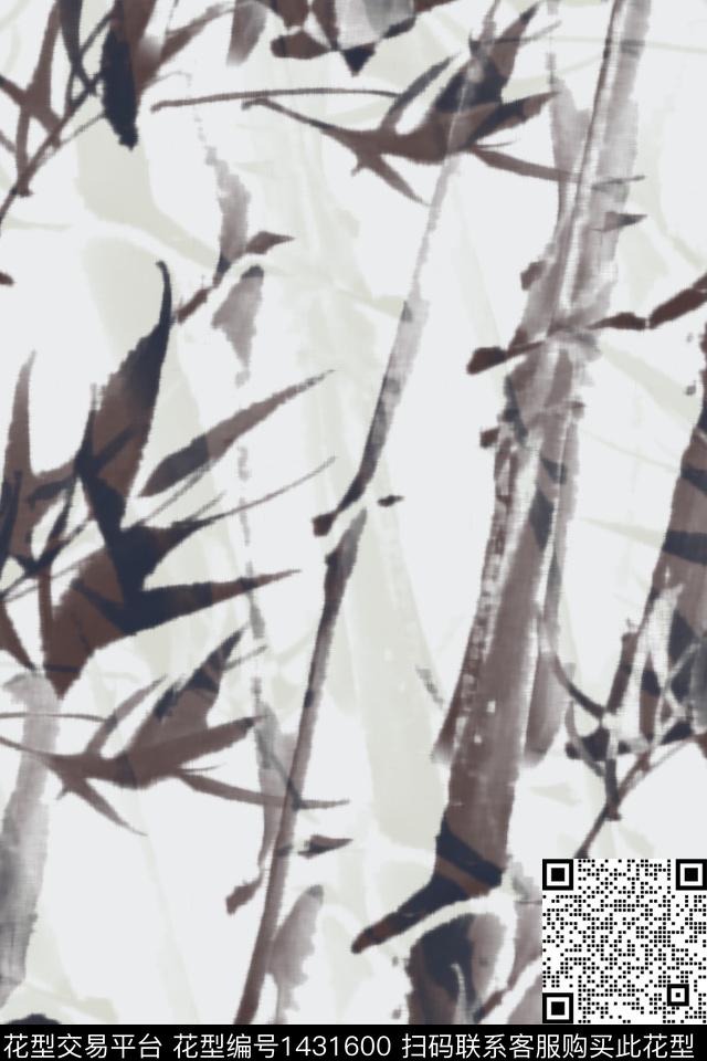水墨风男装竹子数码印花华亿平台下载（图片编号: 1431600） - 瓦栏（Walan）